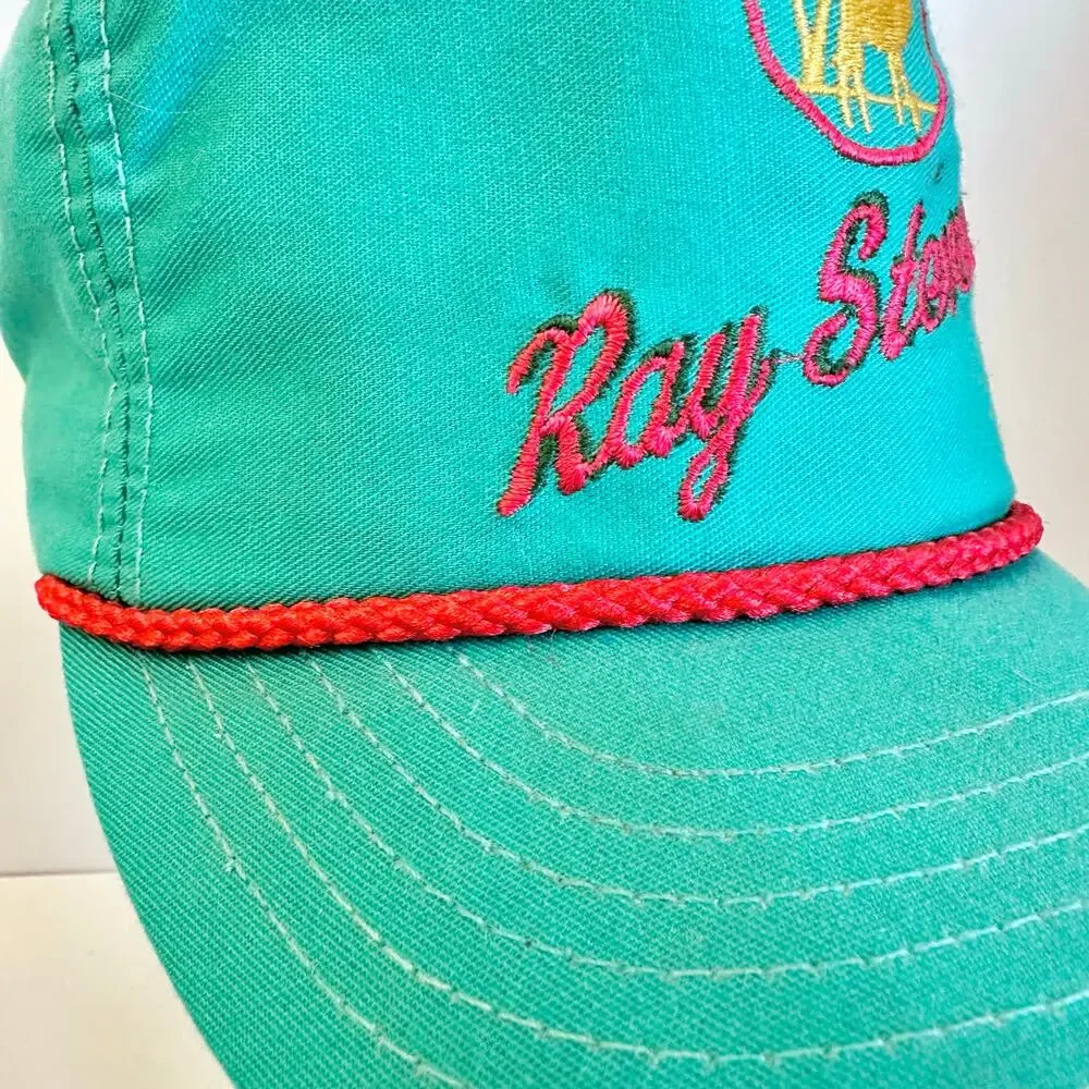 Ray Steven's Vintage 80s 90s turquoise snap back trucker hat‎ one size